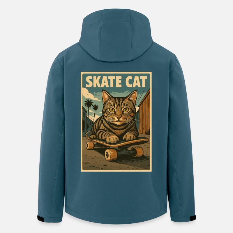 Skate Katze auf Skateboard Retro Poster - Recycelte Männer Softshell-Jacke von Stanley/Stella - Dunkles Petrol