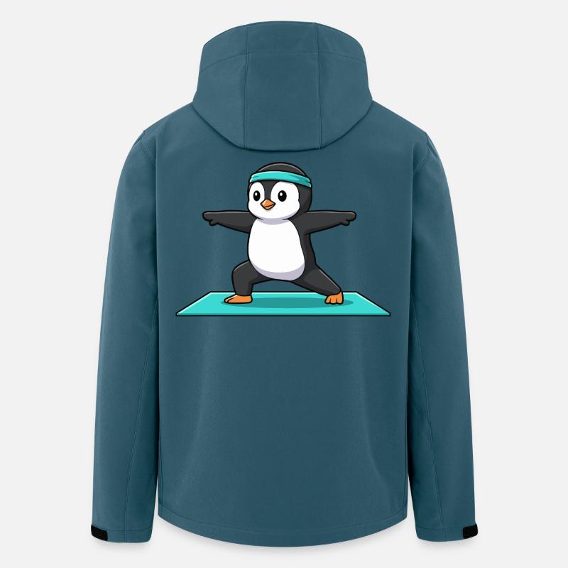 Yoga-Pinguinvogel in Kriegerhaltung - Recycelte Männer Softshell-Jacke von Stanley/Stella - Dunkles Petrol