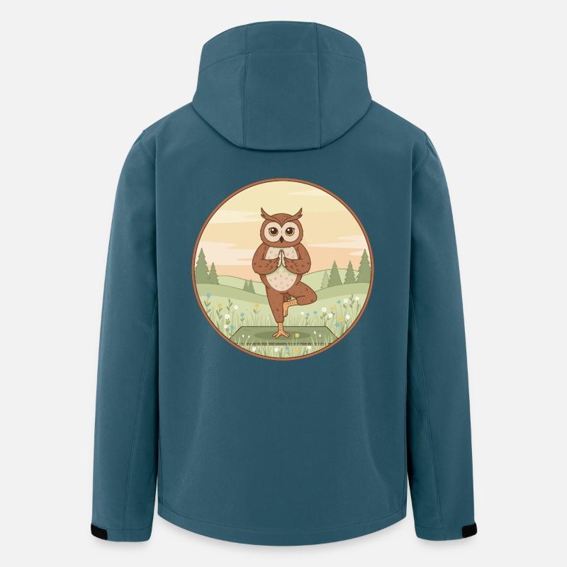 Yoga-Eulenvogel macht Baumposen-Kunst - Recycelte Männer Softshell-Jacke von Stanley/Stella - Dunkles Petrol
