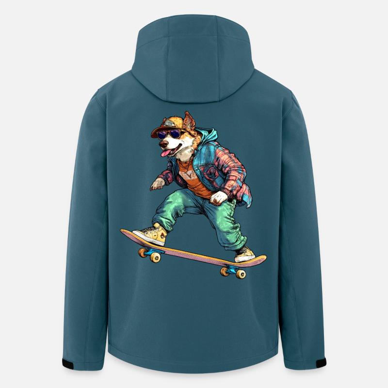 Hunde - Skateboard Shepherd - Recycelte Männer Softshell-Jacke von Stanley/Stella - Dunkles Petrol