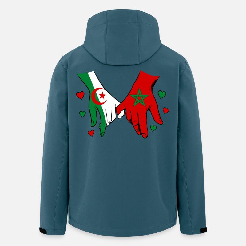 Algérie-Maroc Drapeau main dans la main - Veste softshell homme en polyester recyclé Stanley/Stella - bleu pétrole foncé