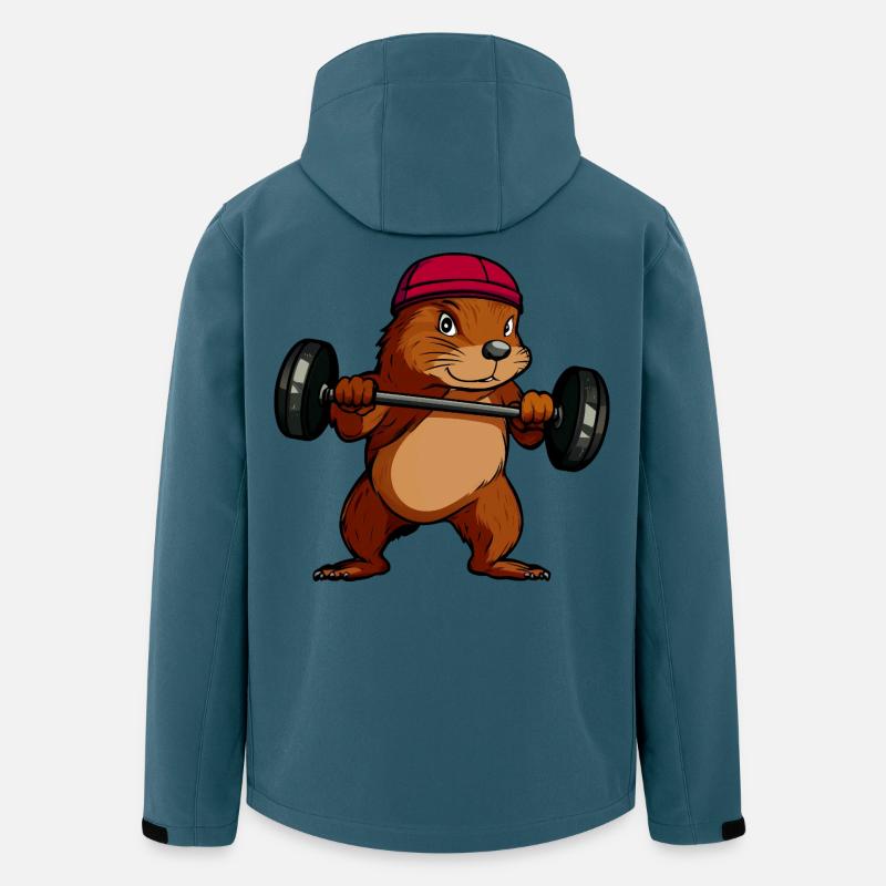 Kraftvoller Eichhörnchen-Hantelheld - Recycelte Männer Softshell-Jacke von Stanley/Stella - Dunkles Petrol
