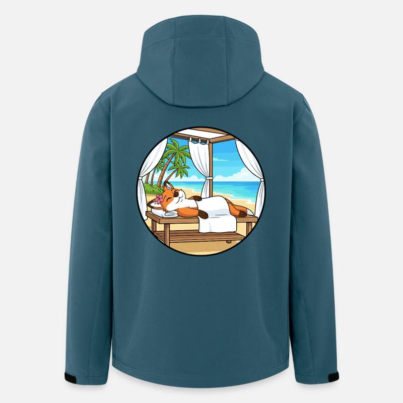 Spa plage Renard Art relaxant - Veste softshell homme en polyester recyclé Stanley/Stella - bleu pétrole foncé