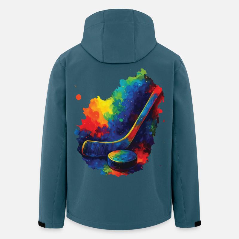 Aquarell-Mehrfarb-Stil Hockeyschläger - Recycelte Männer Softshell-Jacke von Stanley/Stella - Dunkles Petrol