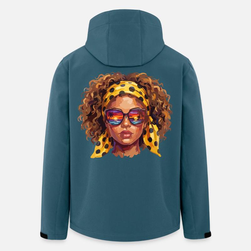Frau mit Sonnenbrille  - Recycelte Männer Softshell-Jacke von Stanley/Stella - Dunkles Petrol