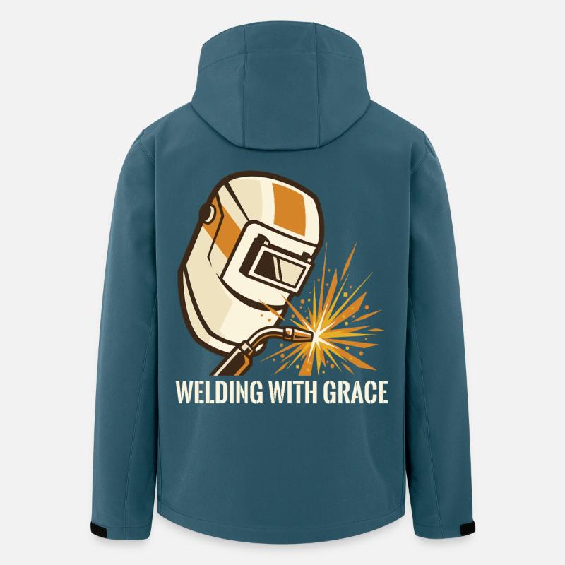 WELDING WITH GRACE Schweißhelm Motiv - Recycelte Männer Softshell-Jacke von Stanley/Stella - Dunkles Petrol
