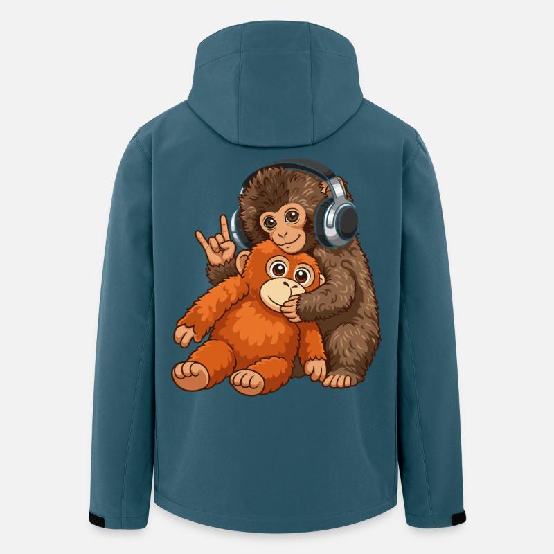 Monkey Punch Affe Musik hören  - Recycelte Männer Softshell-Jacke von Stanley/Stella - Dunkles Petrol
