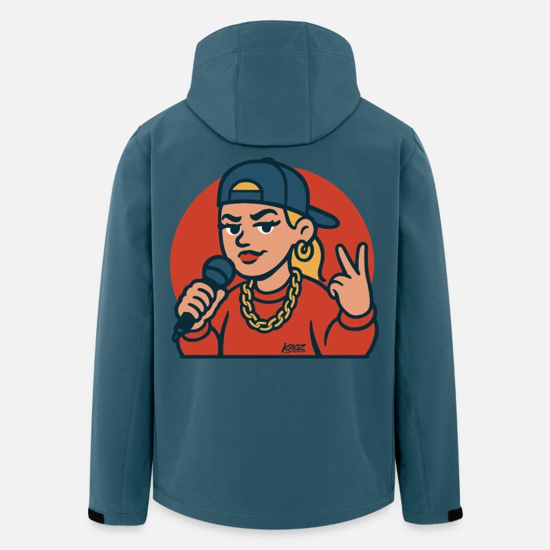 Diva du rap avec micro - Veste softshell homme en polyester recyclé Stanley/Stella - bleu pétrole foncé