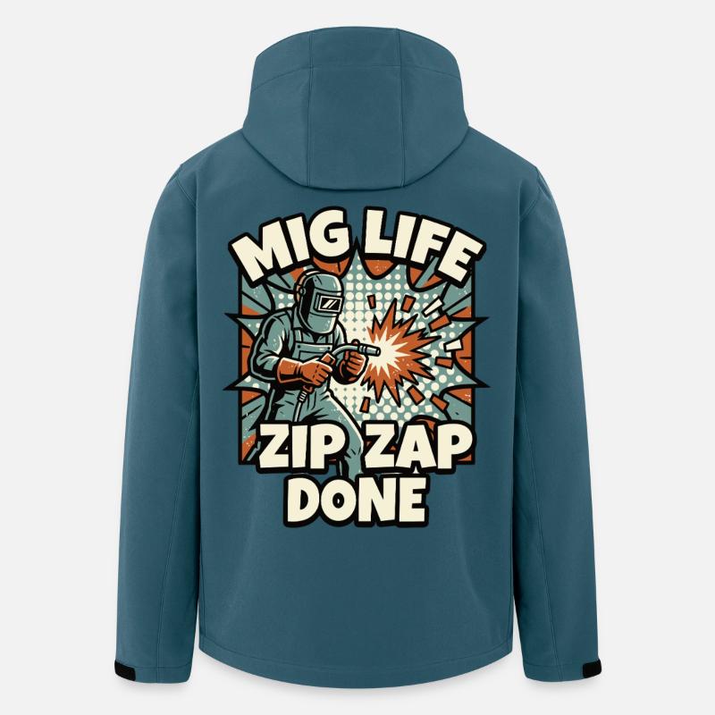 WELD MODE ZIP ZAP DONE Spruch - Recycelte Männer Softshell-Jacke von Stanley/Stella - Dunkles Petrol
