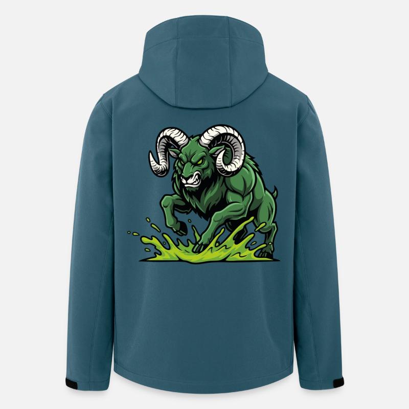 Ram Green Toxic Charge Maskottchen Ram - Recycelte Männer Softshell-Jacke von Stanley/Stella - Dunkles Petrol