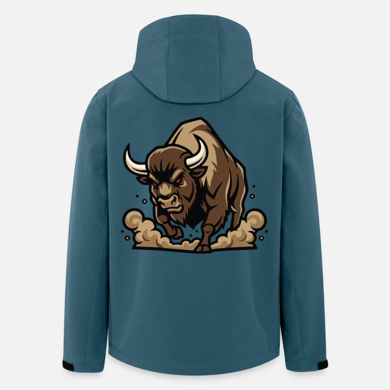 Wild Bison Charge Maskottchen Buffalo - Recycelte Männer Softshell-Jacke von Stanley/Stella - Dunkles Petrol