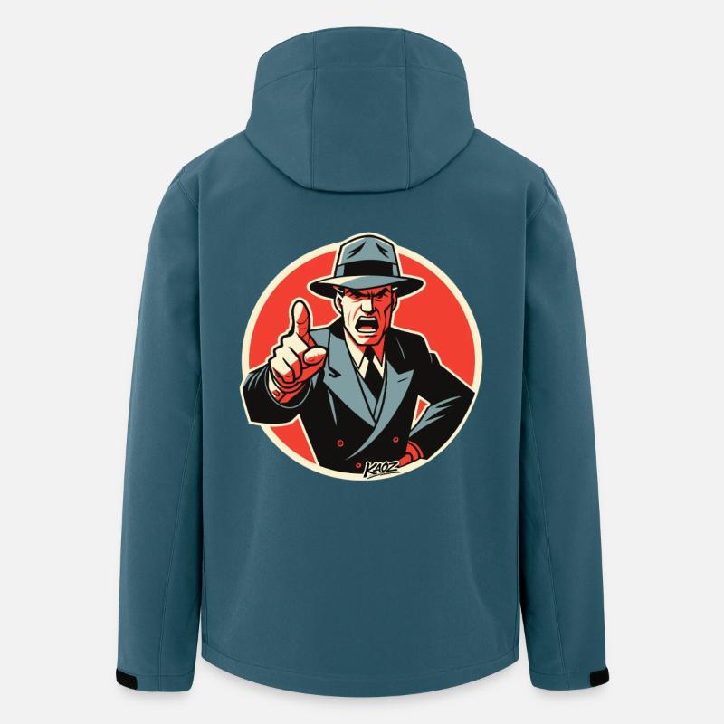 Retro-Noir-Mobster-Typ zeigt auf - Recycelte Männer Softshell-Jacke von Stanley/Stella - Dunkles Petrol