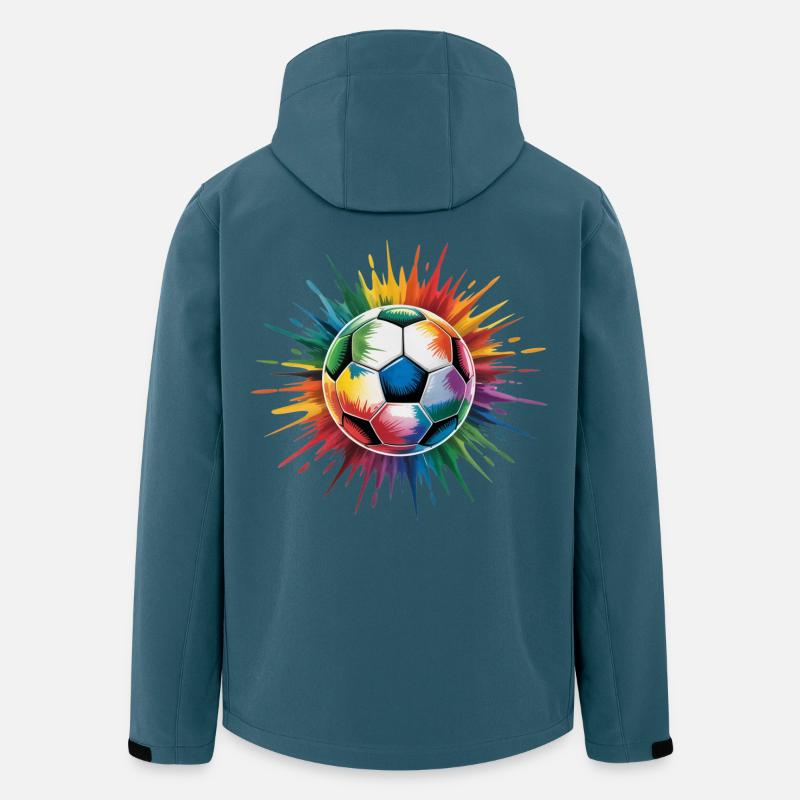 Fotboll, Boll, Akvarell - Softshelljacka herr i återvunnen polyester Stanley/Stella - mörk petrol
