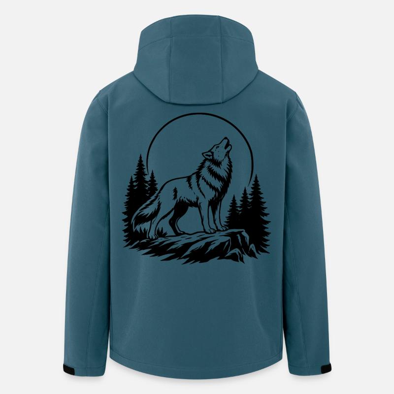 Loup à la pleine lune - Veste softshell homme en polyester recyclé Stanley/Stella - bleu pétrole foncé