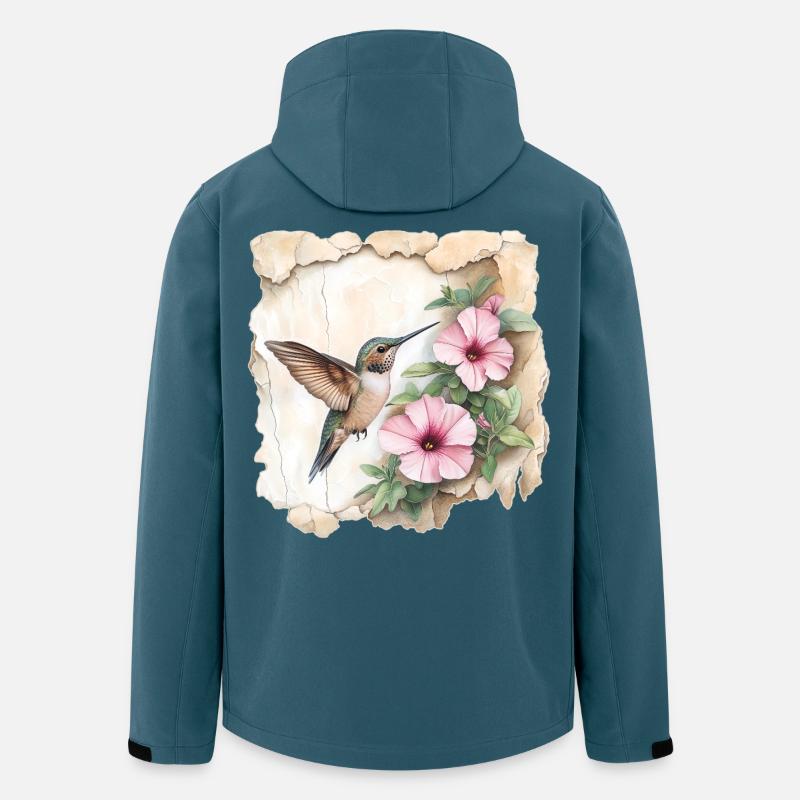 Kolibri mit Blüten - Recycelte Männer Softshell-Jacke von Stanley/Stella - Dunkles Petrol