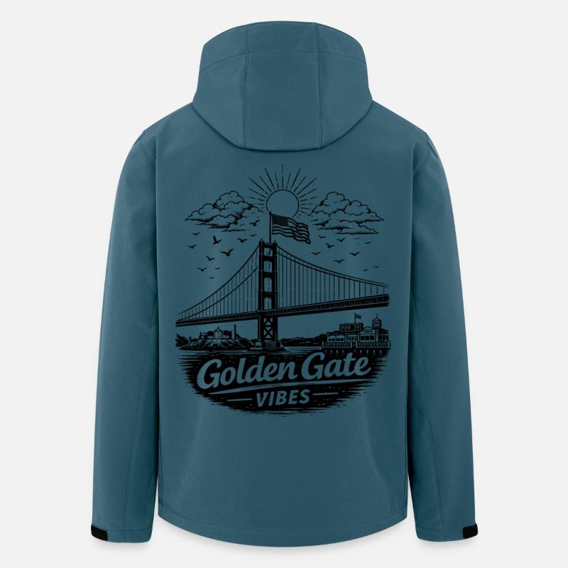 Golden Gate Vibes San Francisco Skyline  - Recycelte Männer Softshell-Jacke von Stanley/Stella - Dunkles Petrol