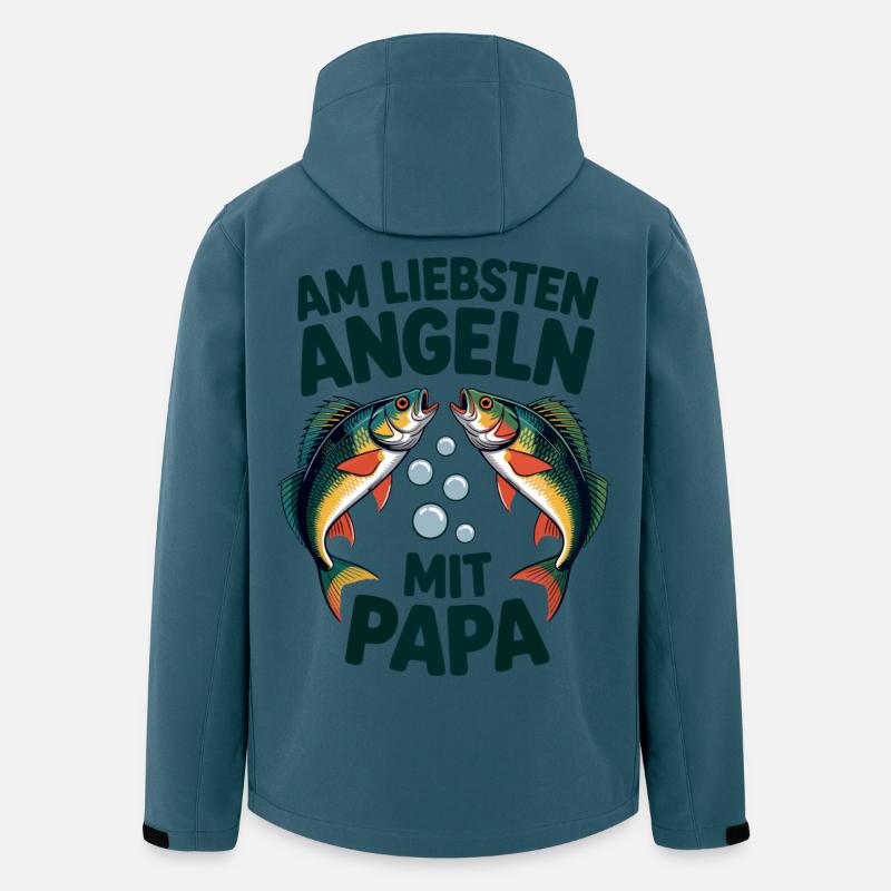 Am Liebsten Angeln Mit Papa - Recycelte Männer Softshell-Jacke von Stanley/Stella - Dunkles Petrol