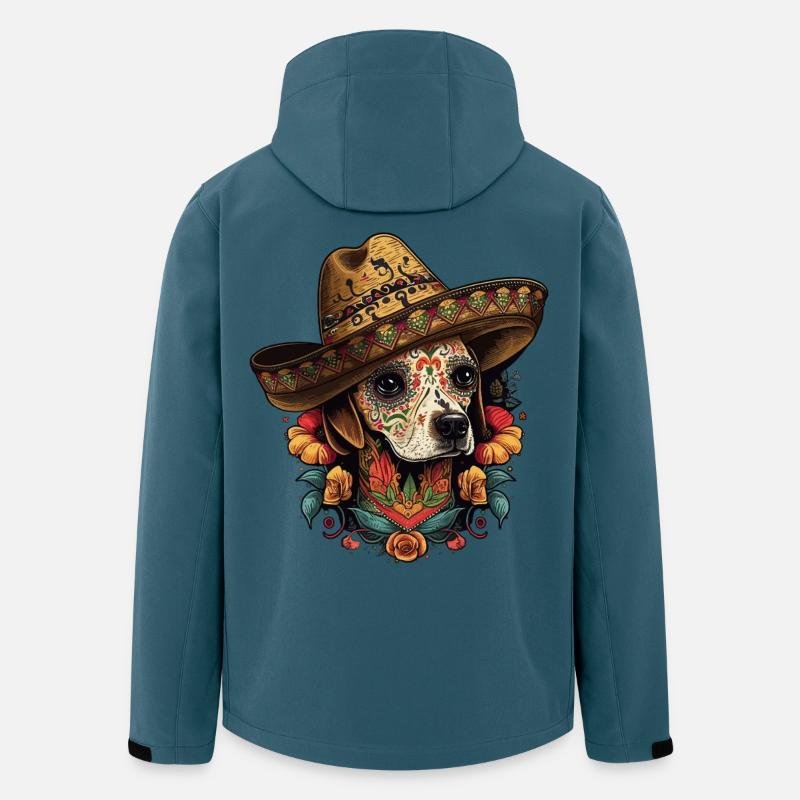 Sugar Skull Sombrero Hund - Recycelte Männer Softshell-Jacke von Stanley/Stella - Dunkles Petrol