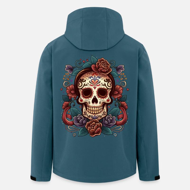 Sugar Skull Blumen-Tattoo-Kunst - Recycelte Männer Softshell-Jacke von Stanley/Stella - Dunkles Petrol