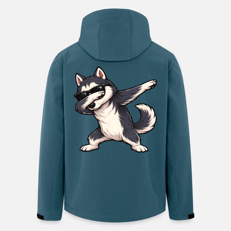 Dabbing Husky - Recycelte Männer Softshell-Jacke von Stanley/Stella - Dunkles Petrol