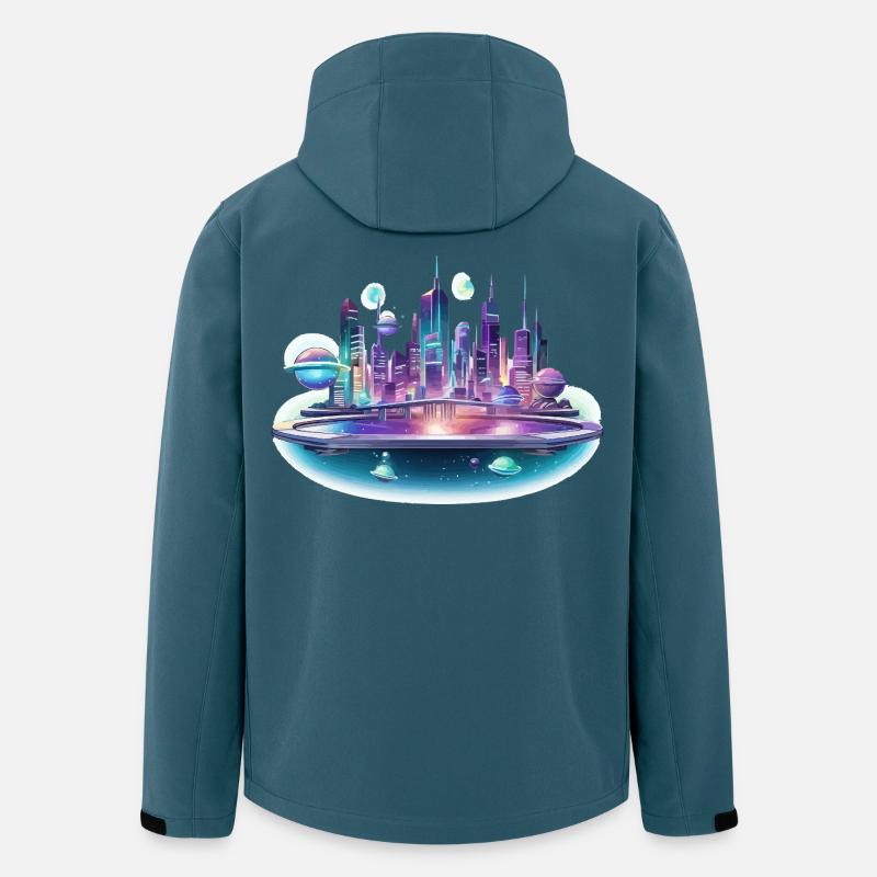 Neon-Raumstadt Skyline - Recycelte Männer Softshell-Jacke von Stanley/Stella - Dunkles Petrol