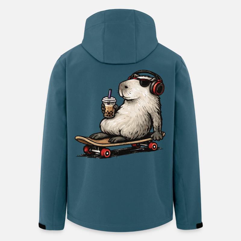 Capybara Skateboard Bubble Tea - Recycelte Männer Softshell-Jacke von Stanley/Stella - Dunkles Petrol
