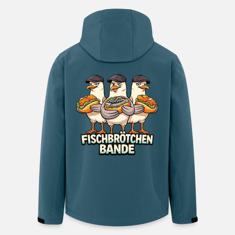 Fischbrötchen Bande – Lustige Möwen Crew - Recycelte Männer Softshell-Jacke von Stanley/Stella - Dunkles Petrol