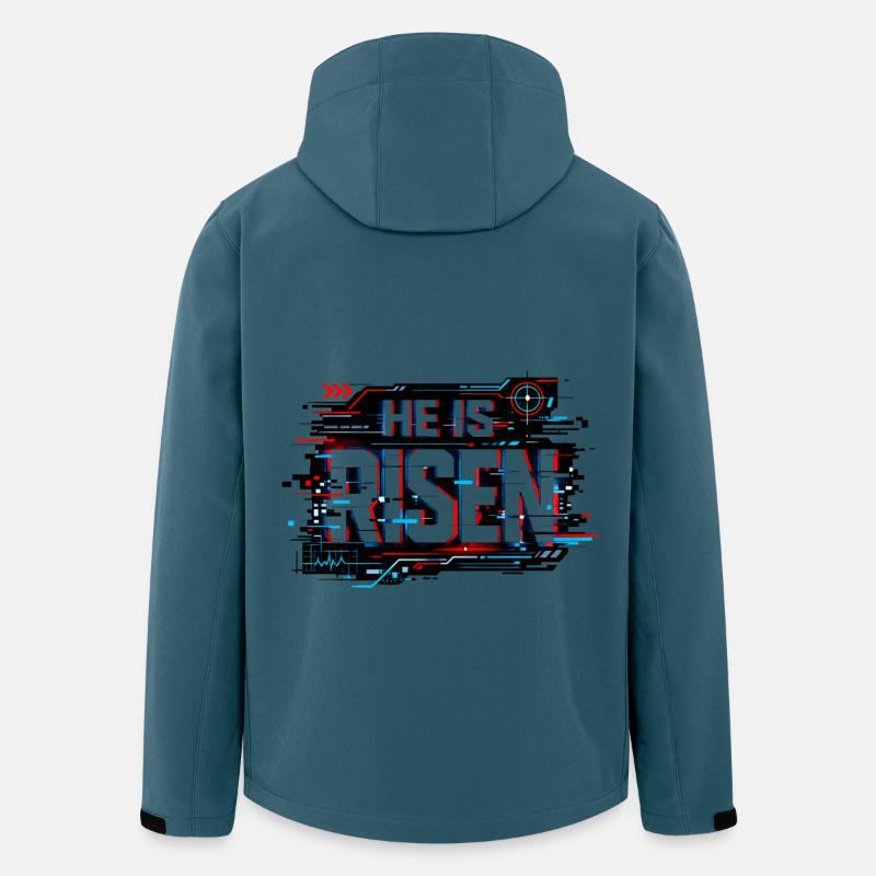 Glitch Ostern: He is Risen - Recycelte Männer Softshell-Jacke von Stanley/Stella - Dunkles Petrol