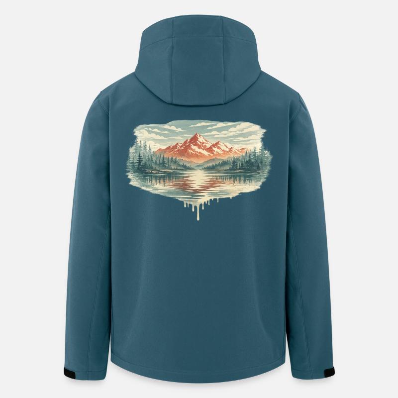 Pastel Mountain Lake - Recycelte Männer Softshell-Jacke von Stanley/Stella - Dunkles Petrol