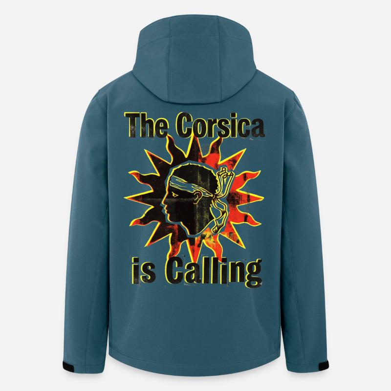 Corsica is calling - Veste softshell homme en polyester recyclé Stanley/Stella - bleu pétrole foncé