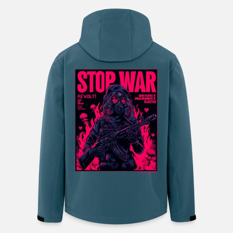 Neon Stop-War Protest - Recycelte Männer Softshell-Jacke von Stanley/Stella - Dunkles Petrol