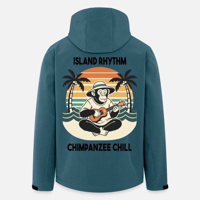 Schimpanse Ukulele Island Rhythm Chill - Recycelte Männer Softshell-Jacke von Stanley/Stella - Dunkles Petrol