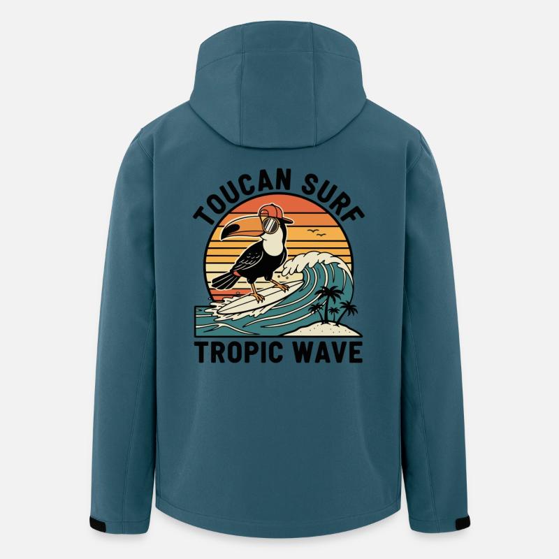 Toucan Surf Tropic Wave Ocean Vibes - Recycelte Männer Softshell-Jacke von Stanley/Stella - Dunkles Petrol