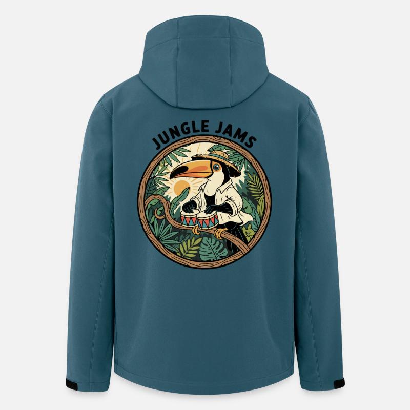Toucan Jungle Jams Bongo Drummer Retro - Veste softshell homme en polyester recyclé Stanley/Stella - bleu pétrole foncé