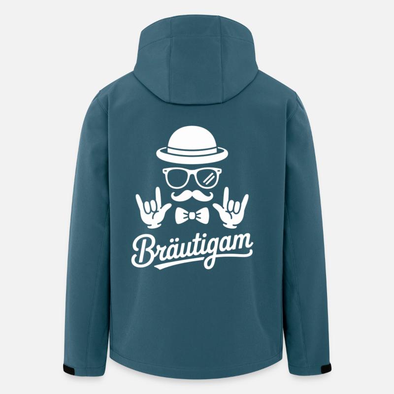 Bräutigam mit Hut & Mütze – Cooler JGA Style Look - Recycelte Männer Softshell-Jacke von Stanley/Stella - Dunkles Petrol