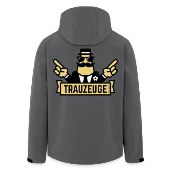 Trauzeuge Handzeichen (Polterabend / JGA / 3C) - Recycelte Männer Softshell-Jacke von Stanley/Stella - Dunkles Petrol - Hinten - AI Model Male 185 light (185cm)