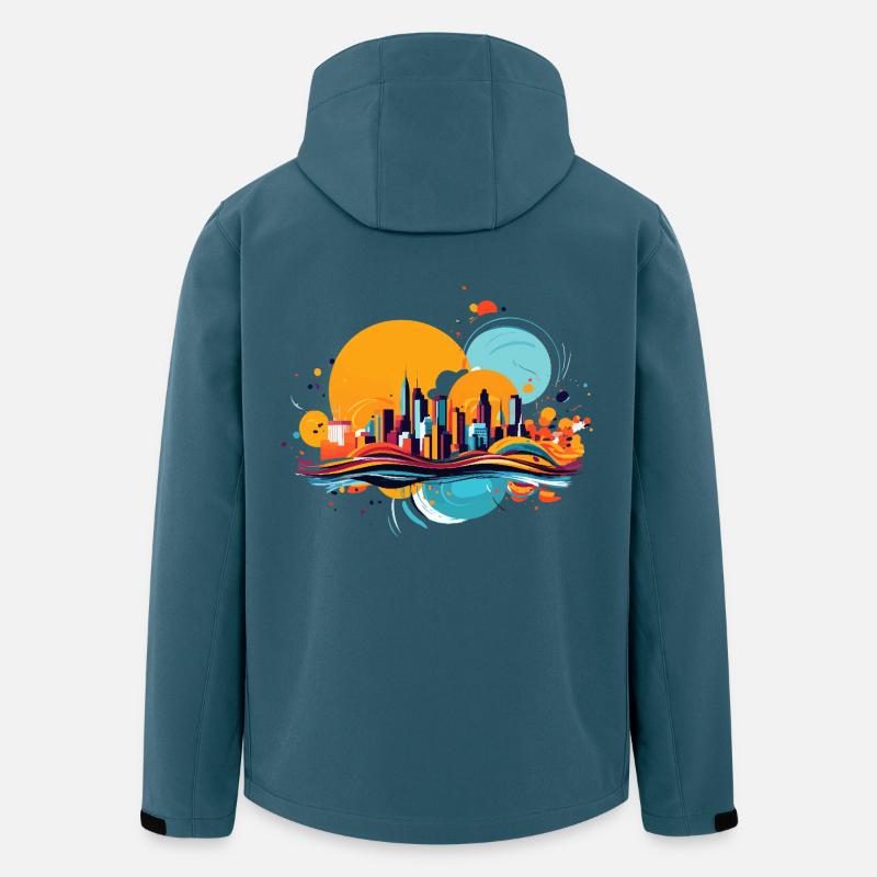 Farbenstädte im Farbfeuerwerk - Recycelte Männer Softshell-Jacke von Stanley/Stella - Dunkles Petrol