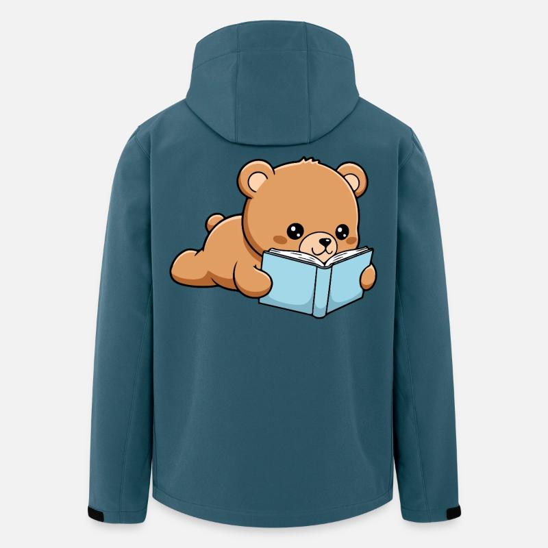 Libro Orso Buffo Libro che legge - Giacca softshell uomo in poliestere riciclato di Stanley/Stella - petrolio scuro