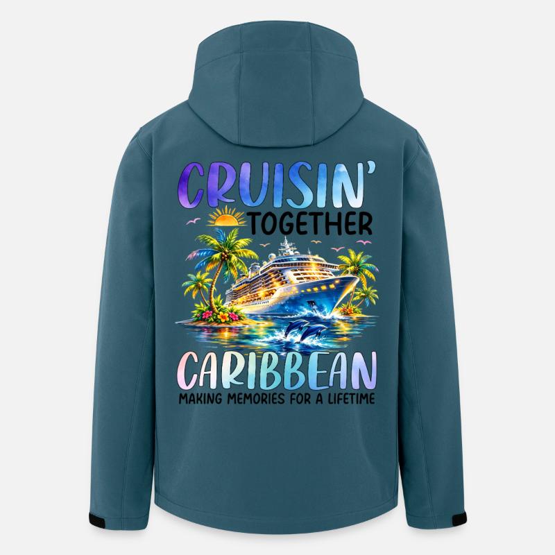 Cruisin Ensemble dans les Caraïbes - Veste softshell homme en polyester recyclé Stanley/Stella - bleu pétrole foncé