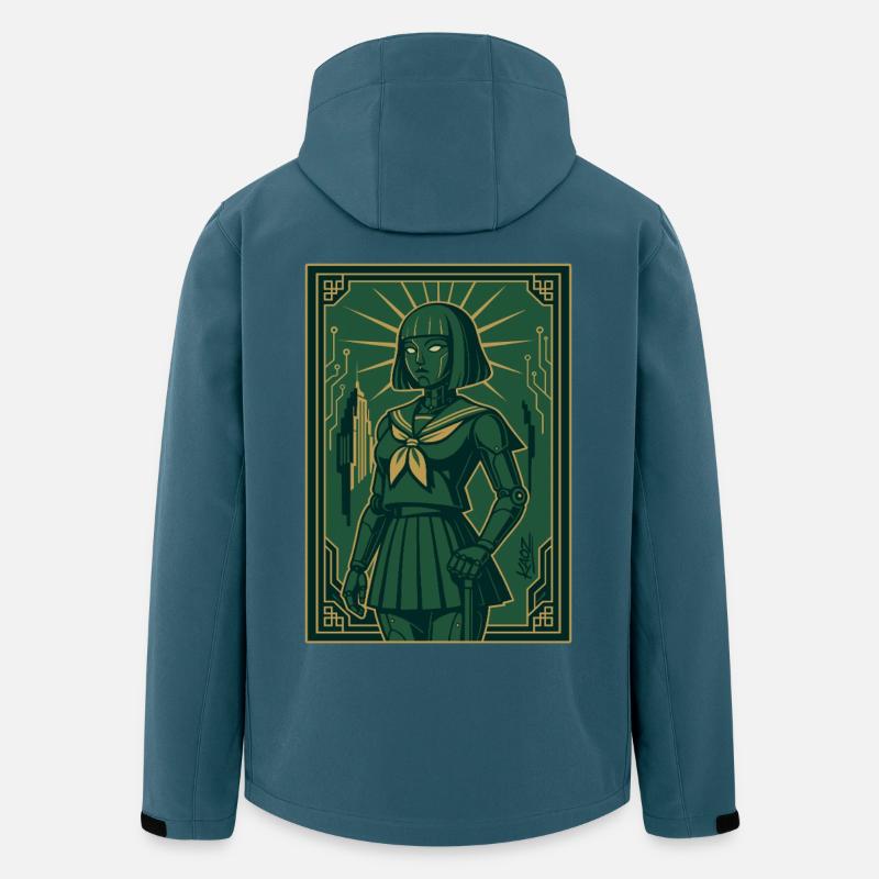 Cyber Deco Android Green Sentinel - Recycelte Männer Softshell-Jacke von Stanley/Stella - Dunkles Petrol