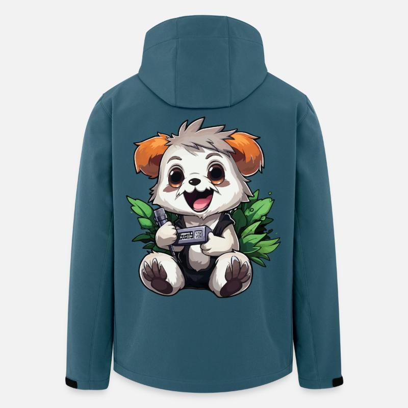 Panda Gamer mit Controller - Recycelte Männer Softshell-Jacke von Stanley/Stella - Dunkles Petrol