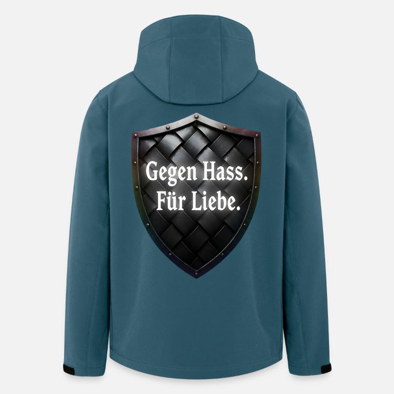 Gegen Hass Für Liebe Schild Statement - Recycelte Männer Softshell-Jacke von Stanley/Stella - Dunkles Petrol