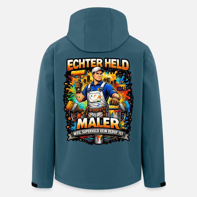 Echter Held Maler – Farbexplosion - Recycelte Männer Softshell-Jacke von Stanley/Stella - Dunkles Petrol