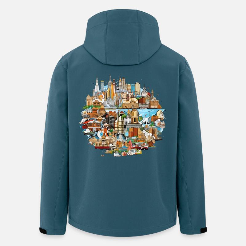 Stadtpanorama Kaleidoskop - Recycelte Männer Softshell-Jacke von Stanley/Stella - Dunkles Petrol
