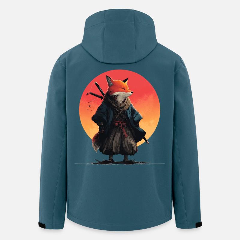 Fox Samurai au coucher du soleil - Veste softshell homme en polyester recyclé Stanley/Stella - bleu pétrole foncé
