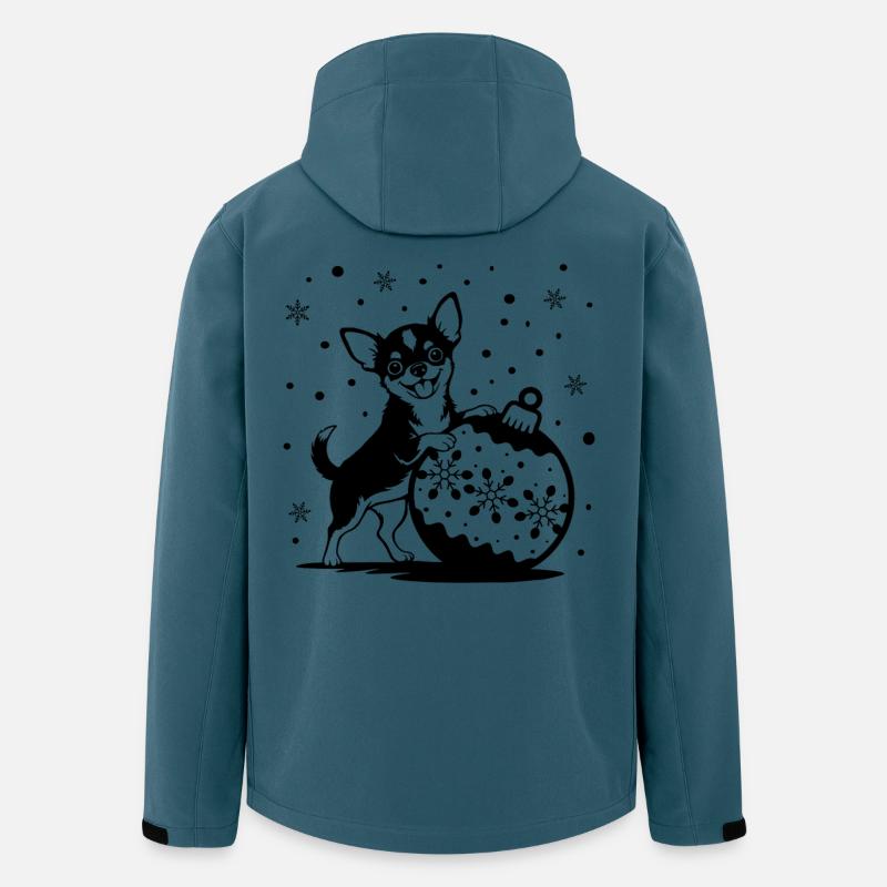 Fröhlicher Chihuahua mit Weihnachtskugel - Recycelte Männer Softshell-Jacke von Stanley/Stella - Dunkles Petrol