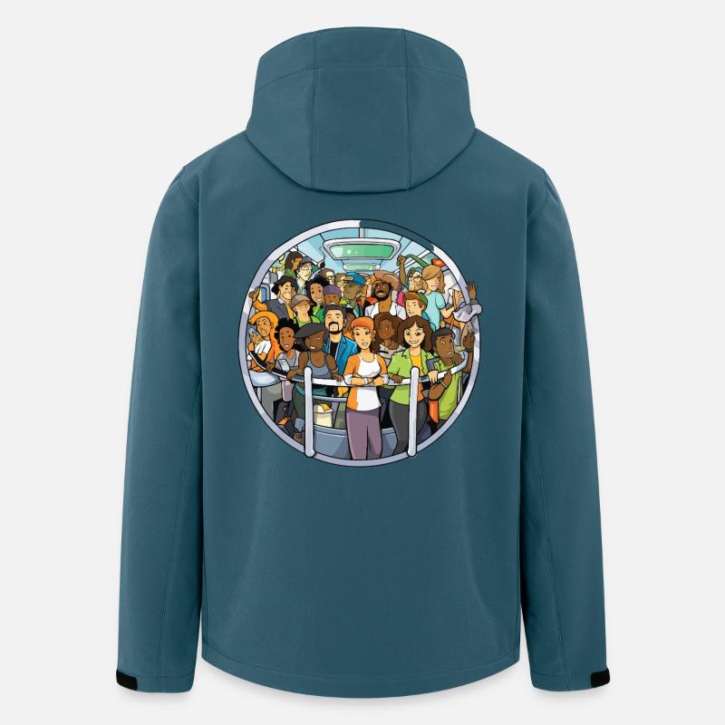 Bunt gemischte Reisende im Bus - Recycelte Männer Softshell-Jacke von Stanley/Stella - Dunkles Petrol