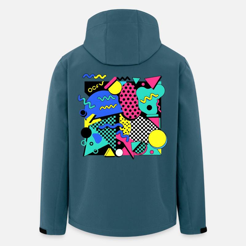 80er 90er Retro Memphis Design Bunt - Recycelte Männer Softshell-Jacke von Stanley/Stella - Dunkles Petrol
