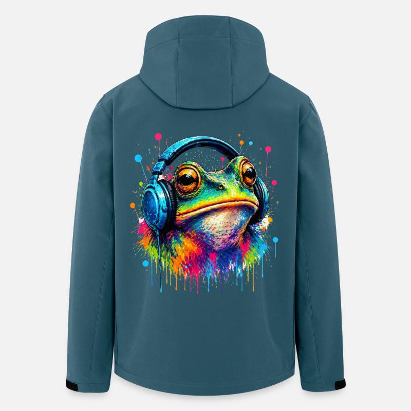Farbexplosion Frosch mit Kopfhörern - Recycelte Männer Softshell-Jacke von Stanley/Stella - Dunkles Petrol