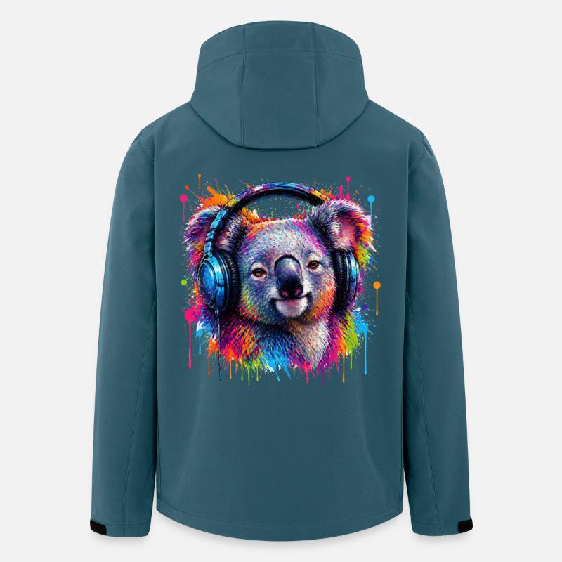 Kaleidoskop-Koala mit Kopfhörern - Recycelte Männer Softshell-Jacke von Stanley/Stella - Dunkles Petrol